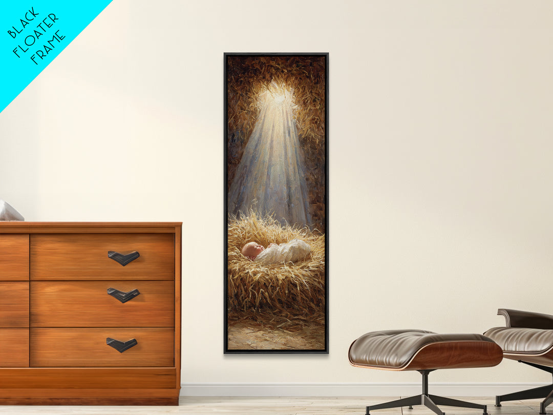 Light Of Bethlehem | Framed Canvas Print | Christian Art Canvas | Christian Wall Art | Jesus Painting | Narrow Art