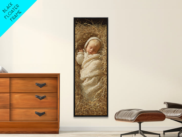 Infant Messiah Grace, Framed Canvas Print, Christian Wall Art, Jesus Painting, Christian Art Canvas, Tall Skinny Art Print