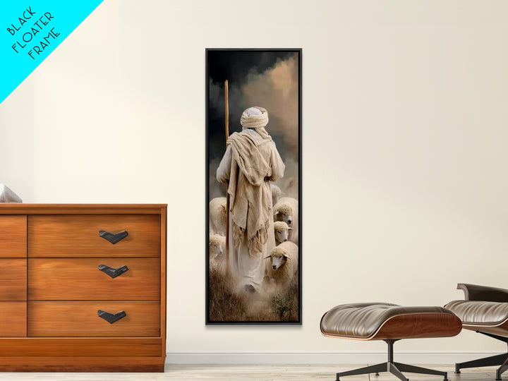 Shepherd’s Faith Walk – Framed Canvas Print – Christian Wall Art – Christian Art Canvas – Jesus Painting – Narrow Art