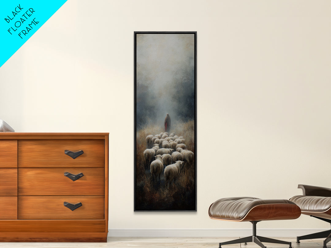 Guiding Light Meadow – Framed Canvas Print – Christian Christmas Art – Narrow Art – Jesus Painting – Christian Art Canvas – Christian Wall