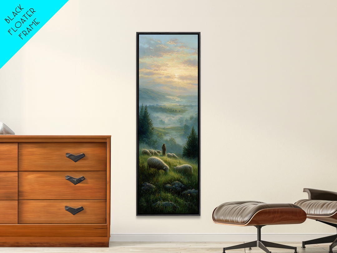 Shepherds Of Dawn – Framed Canvas Print – Christian Wall Art – Jesus Painting – Christian Art Canvas – Tall Narrow Wall Art – Christian Chr