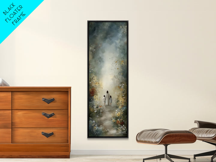 Floral Haven | Framed Canvas Print | Christian Art Print | Narrow Art | Jesus Painting | Christian Wall Art | Christmas Art