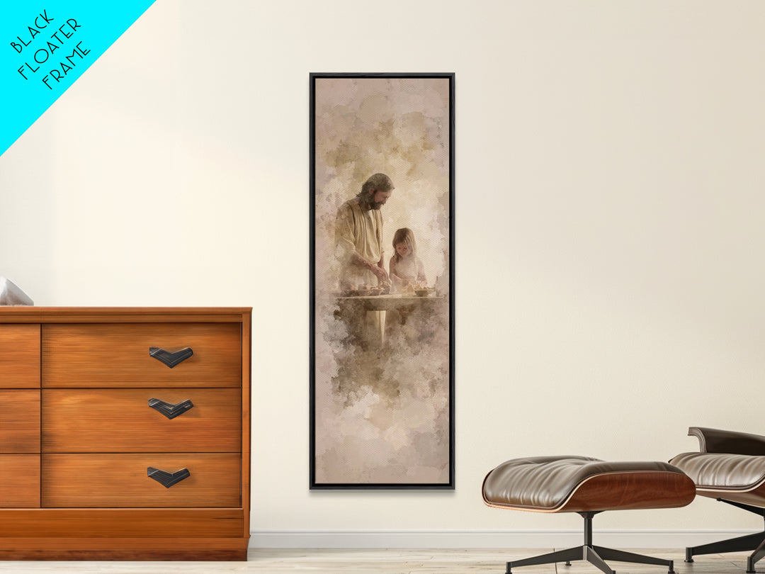 Hands Of Blessing – Framed Canvas Print – Christian Art Print – Tall Skinny Art Print – Christian Wall Art – Jesus Painting – Christmas Art