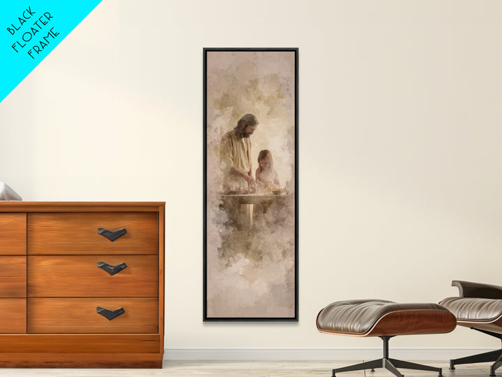 Hands Of Blessing – Framed Canvas Print – Christian Art Print – Tall Skinny Art Print – Christian Wall Art – Jesus Painting – Christmas Art