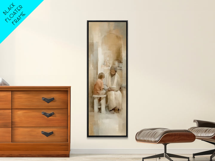 Quiet Child Blessing – Framed Canvas Print – Christian Wall Art – Jesus Painting – Tall Narrow Wall Art – Christian Art Canvas – Skinny Art