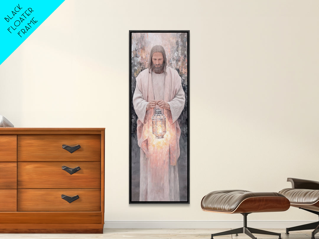 Radiant Night Watch – Framed Canvas Print – Christian Art Canvas – Skinny Art – Jesus Painting – Christian Wall Art – Narrow Art – Minimali