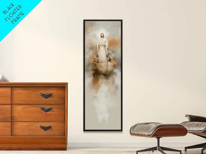 Harbor Of Peace – Framed Canvas Print – Tall Skinny Art Print – Christian Wall Art – Jesus Painting – Christian Art Canvas – Christmas Art