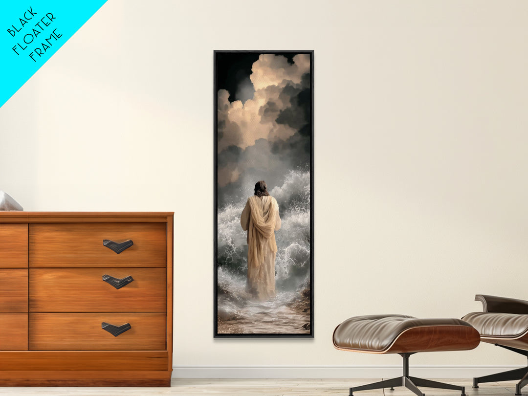 Eternal Sea Quiet | Framed Canvas Print | Skinny Art | Christian Wall Art | Jesus Painting | Christian Art Work | Christmas Art