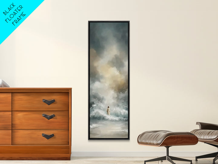 Cliffside Hope Rise – Framed Canvas Print – Tall Skinny Art Print – Christian Painting – Christian Art Canvas – Jesus Painting – Christmas