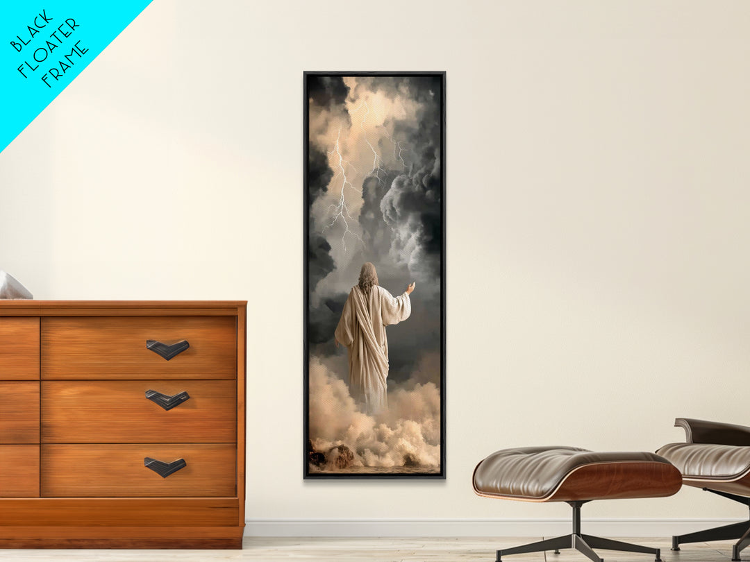Storms Of Covenant – Framed Canvas Print – Christian Wall Art – Jesus Painting – Narrow Art – Christian Art Canvas – Christian Decor