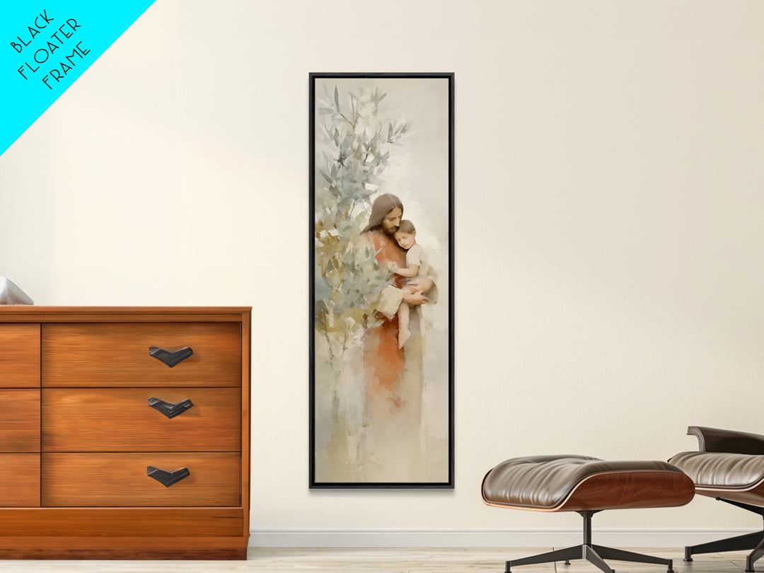 Olive Tree Promise | Framed Canvas Print | Christian Art Canvas | Jesus Painting | Modern Christian Art | Skinny Art | Christian Wall Art |