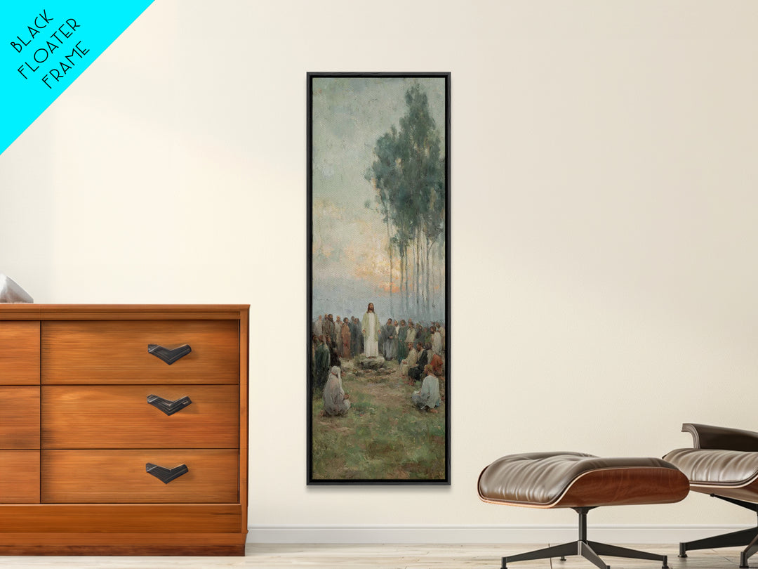 Shoreline Grace | Framed Canvas Print | Christian Art Print | Jesus Painting | Christian Wall Art | Tall Narrow Wall Art | Christian Christ