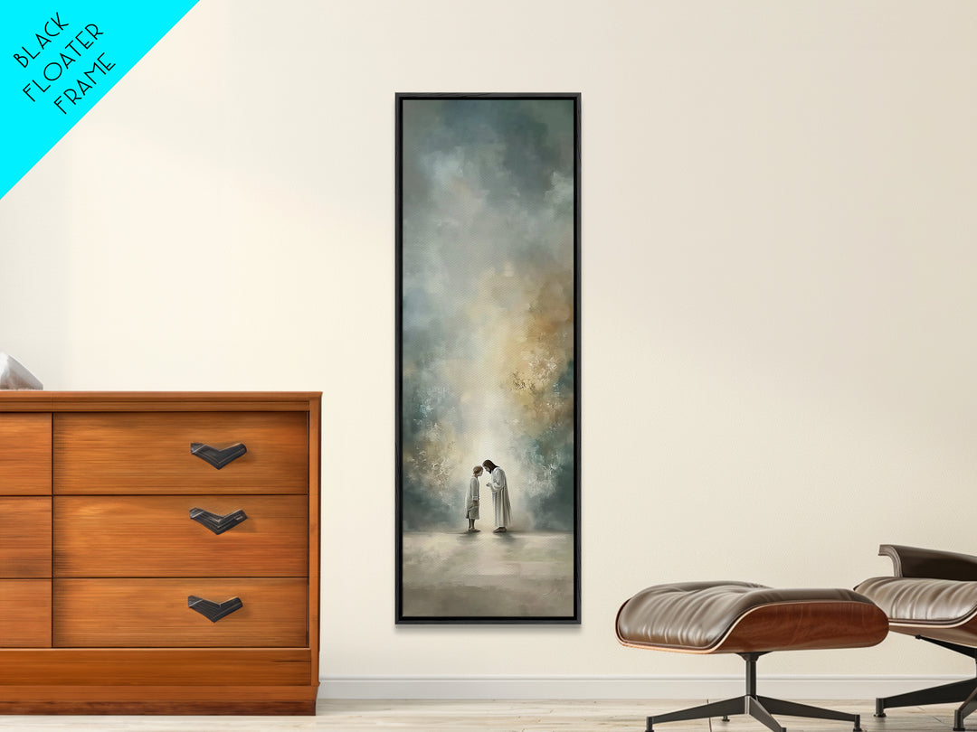 Sacred Morning Peace – Framed Canvas Print – Christian Art Canvas – Jesus Painting – Christian Wall Art – Minimalist Christian Art – Christ