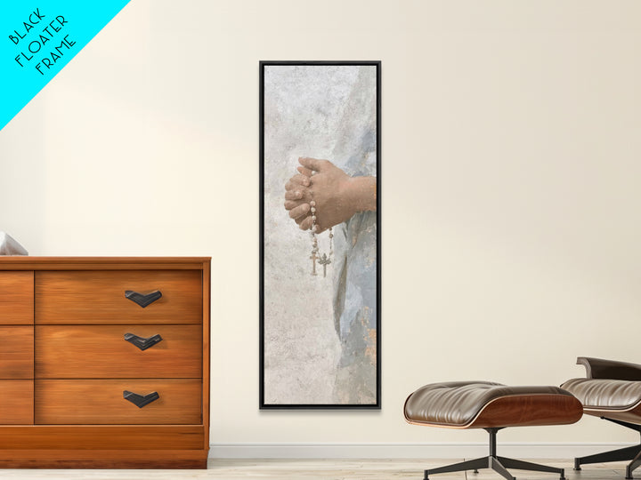 Sacred Rosary Hope – Framed Canvas Print – Christian Art Canvas – Christian Art – Christian Wall Art – Tall Skinny Art Print – Christian Ch