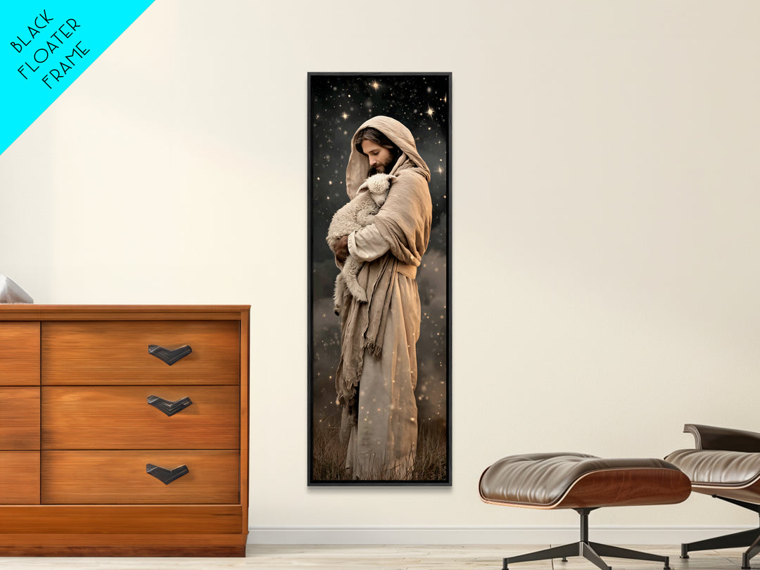 Divine Warmth – Framed Canvas Print – Christian Art Canvas – Jesus Painting – Christian Painting – Tall Skinny Art Print – Christian Christ