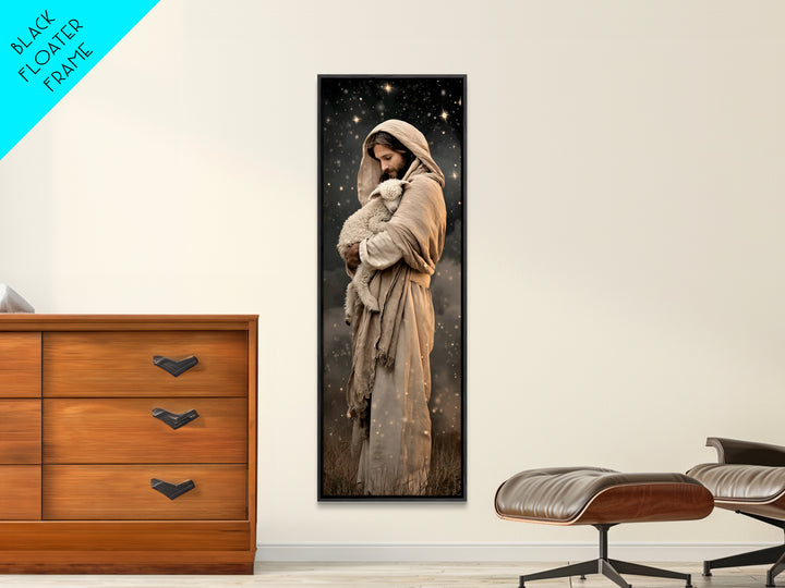 Divine Warmth – Framed Canvas Print – Christian Art Canvas – Jesus Painting – Christian Painting – Tall Skinny Art Print – Christian Christ
