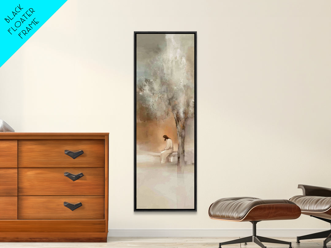 Solitude Of Grace – Framed Canvas Print – Christian Wall Art – Tall Skinny Art Print – Christian Art Canvas – Jesus Painting
