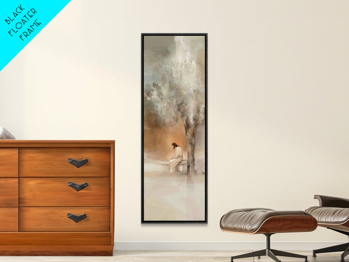 Solitude Of Grace – Framed Canvas Print – Christian Wall Art – Tall Skinny Art Print – Christian Art Canvas – Jesus Painting