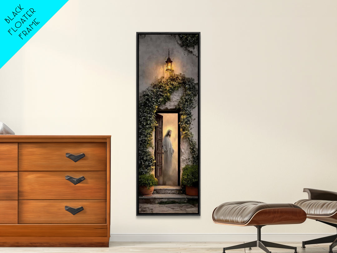 Autumn Gate Promise – Framed Canvas Print – Christian Wall Art – Jesus Painting – Tall Skinny Art Print – Christian Art Canvas