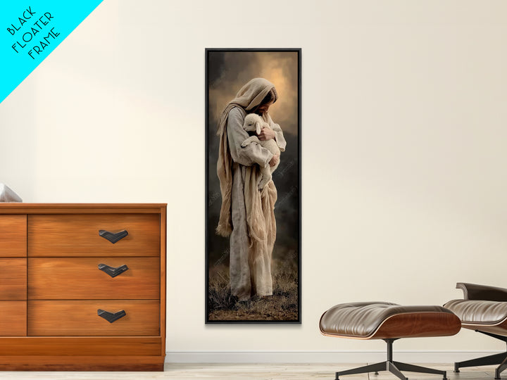 Tender Arms Of Grace – Framed Canvas Print – Christian Art Print – Jesus Painting – Narrow Art – Christian Wall Art – Christian Christmas