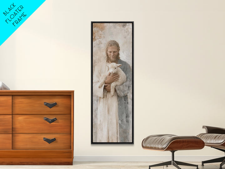 Solace In Stillness – Framed Canvas Print – Jesus Painting – Christian Art Canvas – Narrow Art – Christian Wall Art – Christmas Art