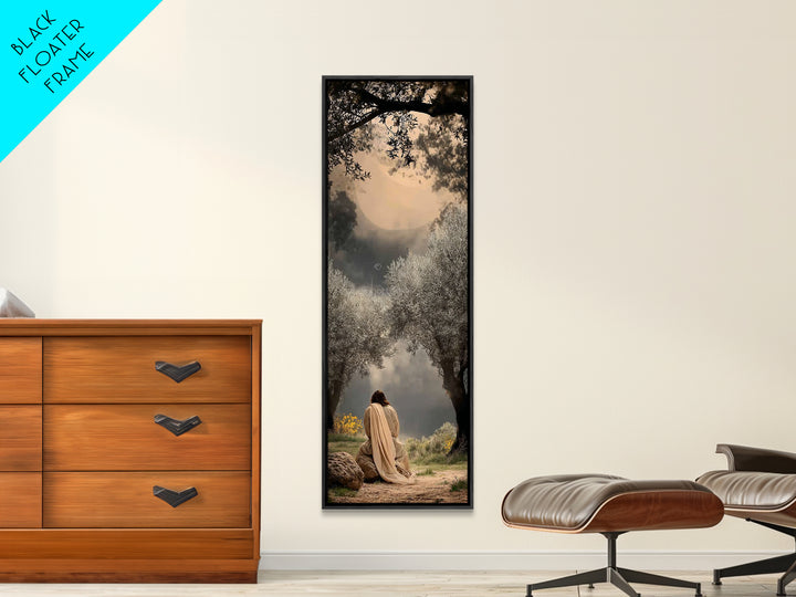 Sacred Pasture Glow – Framed Canvas Print – Christian Art – Jesus Painting – Skinny Art – Christian Wall Art – Christmas Art