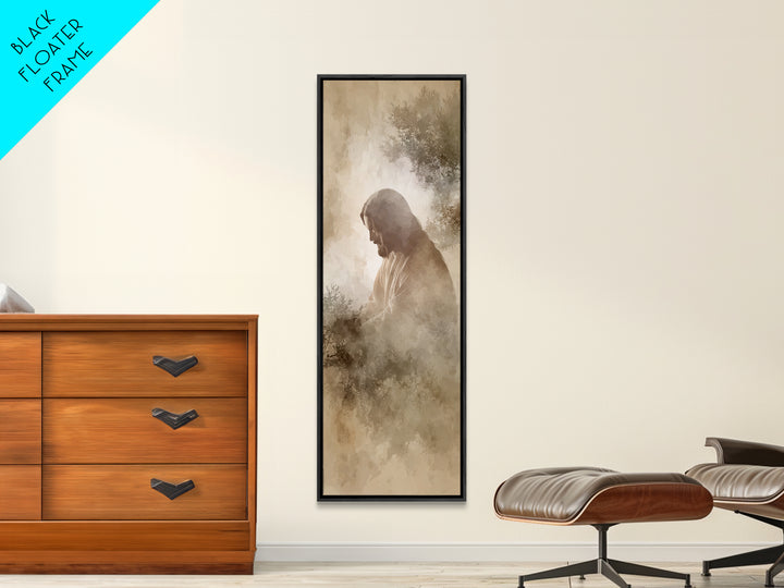 Sacred Stillness – Framed Canvas Print – Christian Art – Jesus Painting – Skinny Art – Christian Wall Art – Modern Christian Art