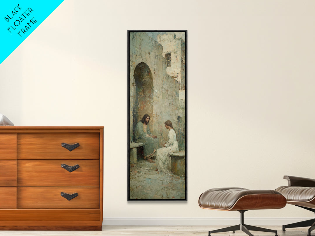 Quiet Well Moment – Framed Canvas Print – Skinny Art – Christian Wall Art – Jesus Painting – Christian Art Canvas – Christian Gift