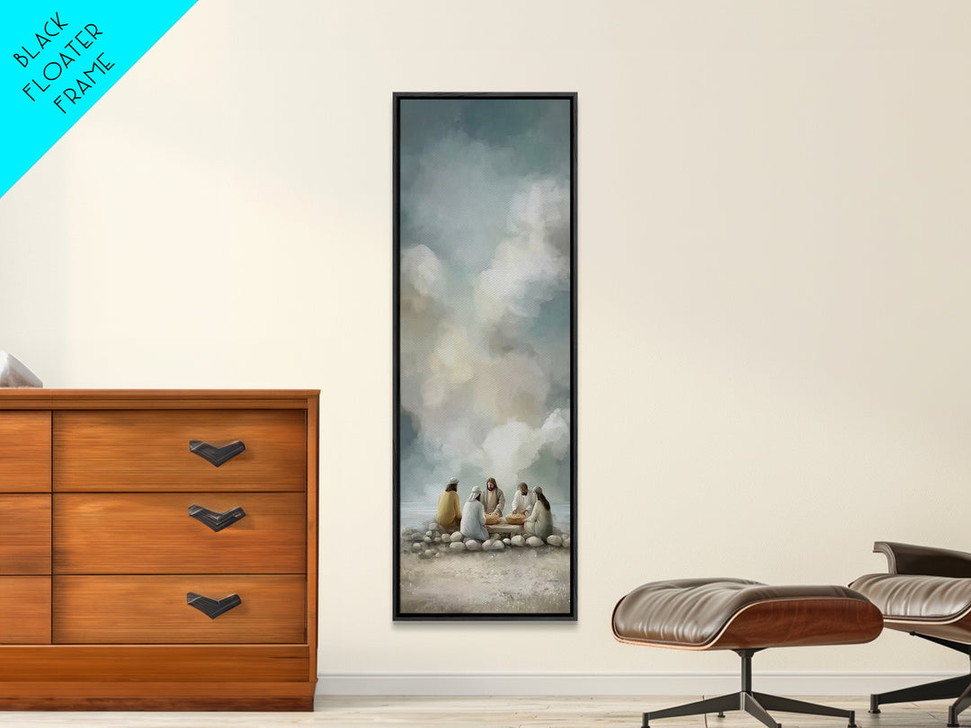 Warm Light Communion – Framed Canvas Print – Tall Skinny Art Print – Christian Art – Jesus Painting – Christian Art Canvas – Christian Wall