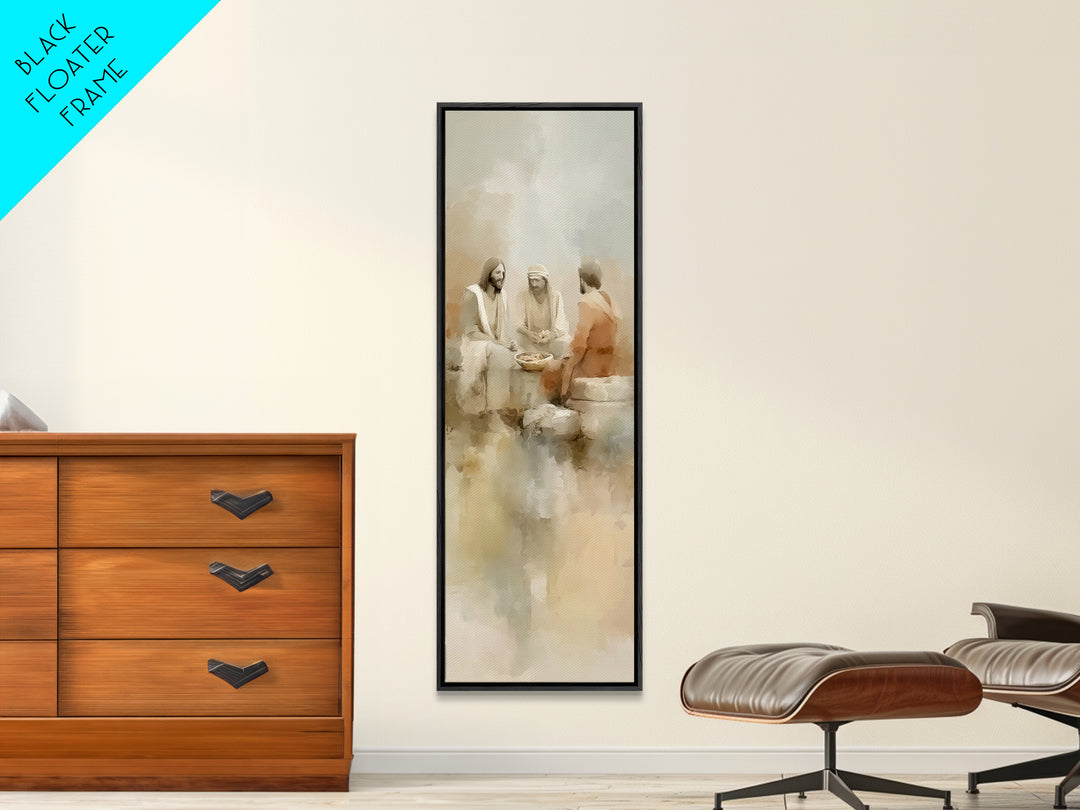 Evening Meal Grace – Framed Canvas Print – Narrow Art – Christian Art Canvas – Christian Wall Art – Jesus Painting – Christian Christmas De