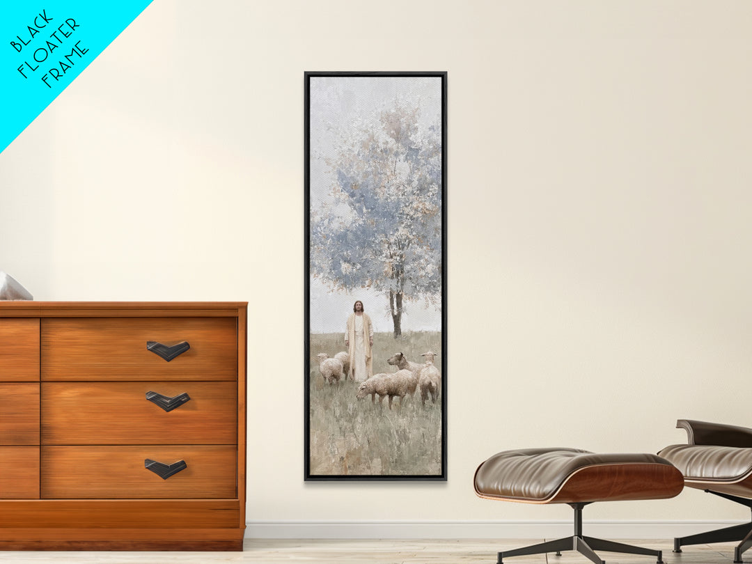 Shepherd’s Stillness, Framed Canvas Print, Skinny Art, Christian Art Canvas, Jesus Painting, Christian Wall Art, Christian Christmas Art