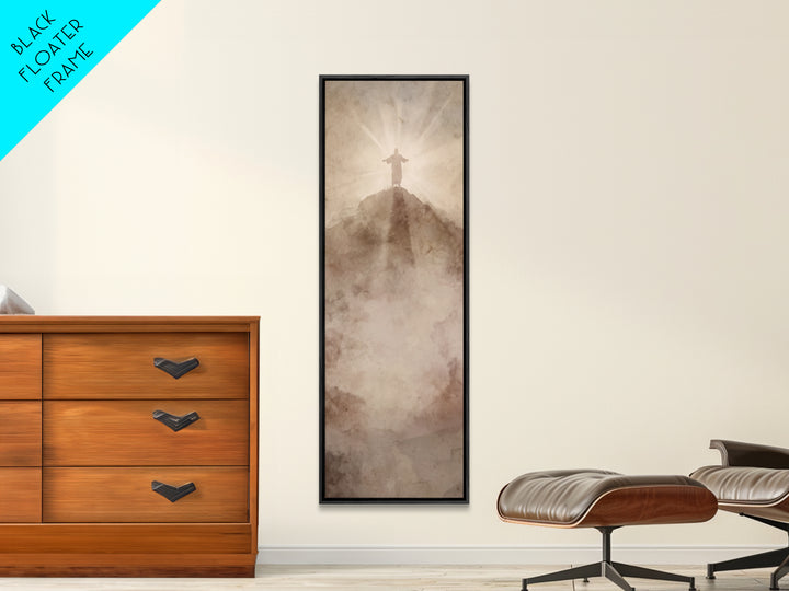 Hilltop Radiance | Framed Canvas Print | Tall Narrow Wall Art | Jesus Painting | Christian Wall Art | Christian Art Canvas | Christmas Art
