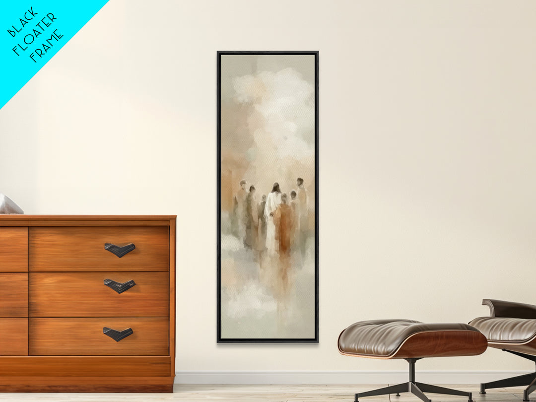 Sacred Meeting | Framed Canvas Print | Tall Skinny Art Print | Christian Art Canvas | Christian Wall Art | Jesus Painting | Christmas Art
