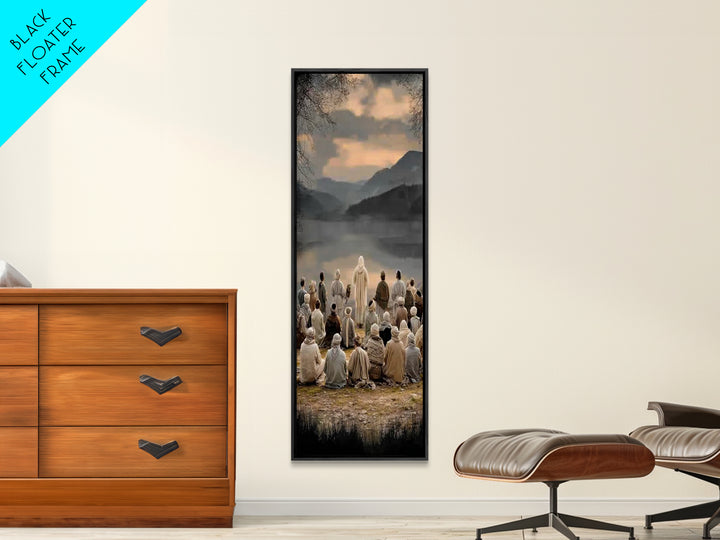Valley Of Peace, Framed Canvas Print, Narrow Art, Christian Art Canvas, Jesus Painting, Christian Wall Art, Christmas Art