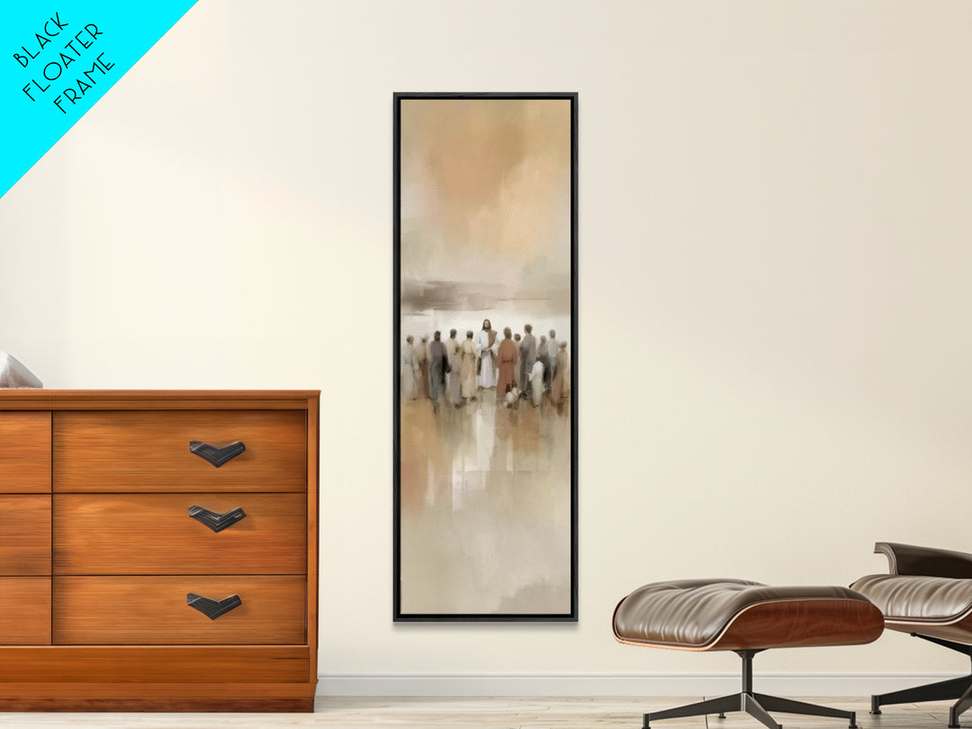 Sacred Gathering | Framed Canvas Print | Tall Narrow Wall Art | Christian Art Canvas | Christmas Art | Christian Painting | Jesus Painting