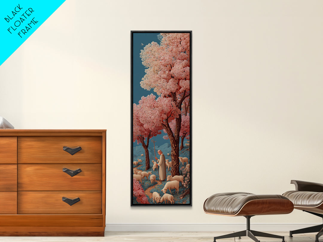 Pastures Of Peace – Framed Canvas Print – Christian Art Canvas – Jesus Painting – Christian Wall Art – Christian Christmas Art – Tall Skinn
