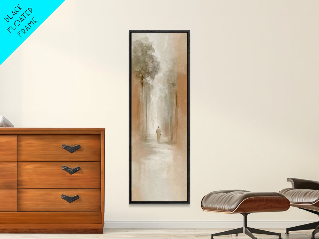 Desert Haze Journey - Framed Canvas Print - Christian Art Canvas - Jesus Painting - Tall Narrow Wall Art - Christian Wall Art