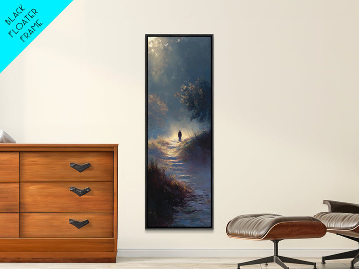 Radiant Hills Journey - Framed Canvas Print - Christian Art Canvas - Jesus Painting - Narrow Art - Christian Wall Art