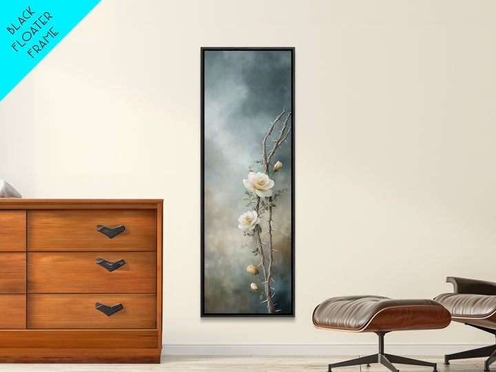 Blooming Redemption – Framed Canvas Print – Tall Skinny Art Print – Christian Wall Art – Moody Christian Art – Christian Art Canvas – Chris
