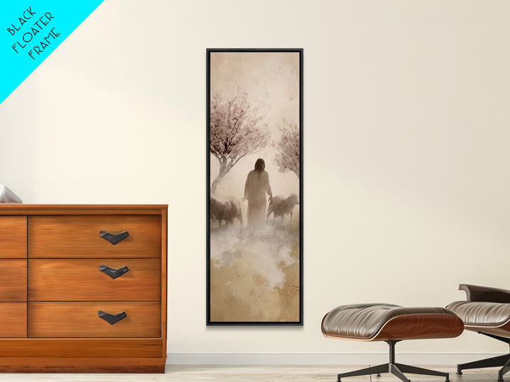 Shepherd’s Gentle Bloom – Framed Canvas Print – Skinny Art – Christian Wall Art – Christian Art Canvas – Jesus Painting – Christian Art