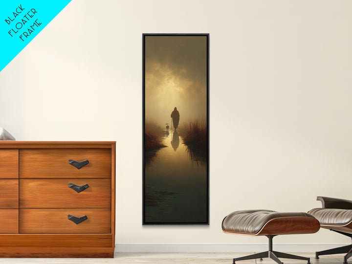 Golden Path Light – Framed Canvas Print – Christian Art Canvas – Christian Painting – Skinny Art – Christian Christmas Art – Jesus Painting