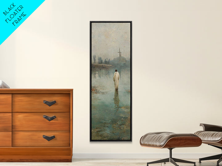 Sacred Stillness | Framed Canvas Print | Christian Wall Art | Narrow Art | Jesus Christmas Art | Subtle Christian Art | Christian Art Gift