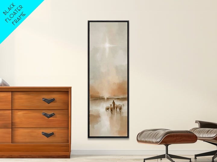 Silent Star Journey – Framed Canvas Print – Tall Narrow Wall Art – Christian Art Canvas – Christmas Art – Christian Wall Art