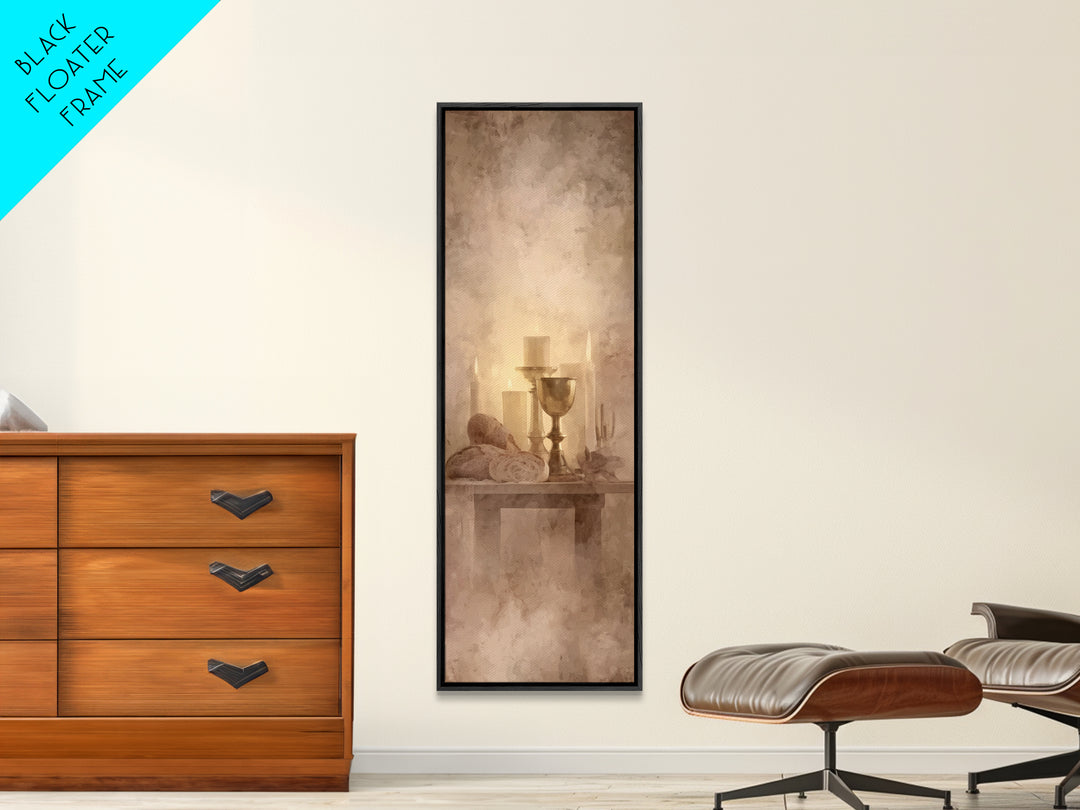 Candlelit Blessing, Framed Canvas Print, Tall Narrow Wall Art, Christian Art Canvas, Christian Wall Art, Subtle Christian Art, Christmas Ar