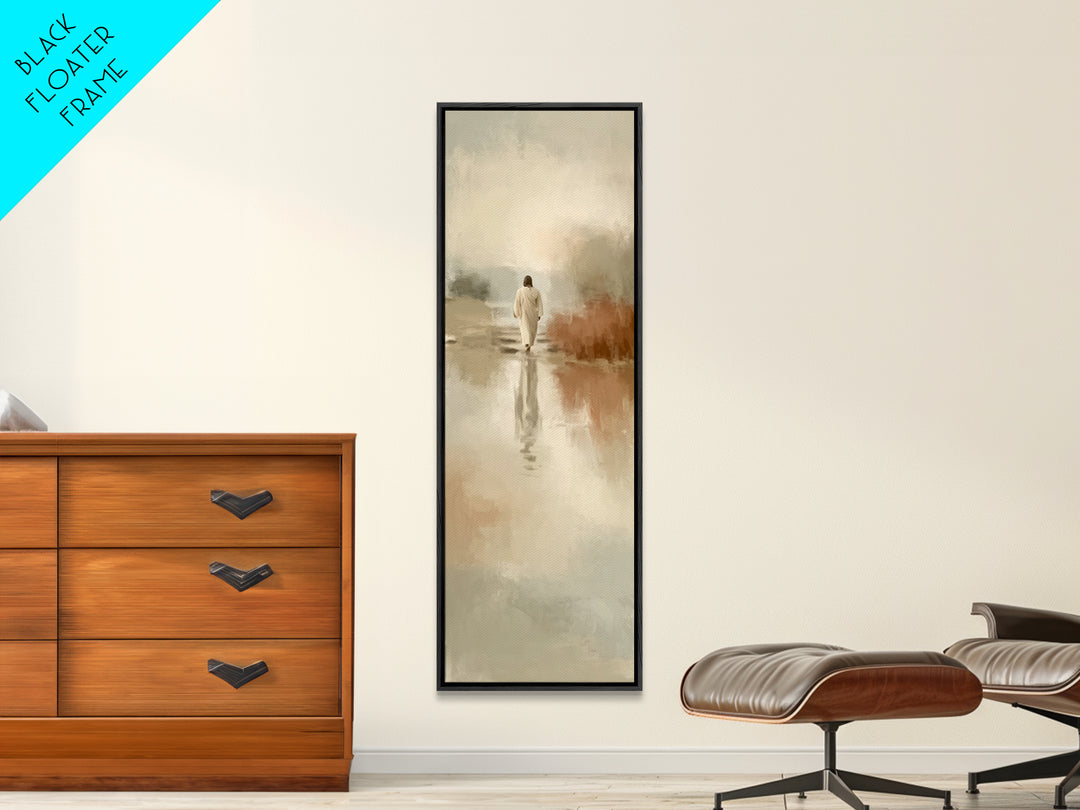 Eternal Dawn Steps – Framed Canvas Print – Christian Wall Art – Tall Skinny Art Print – Jesus Painting – Christian Christmas Art – Framed C