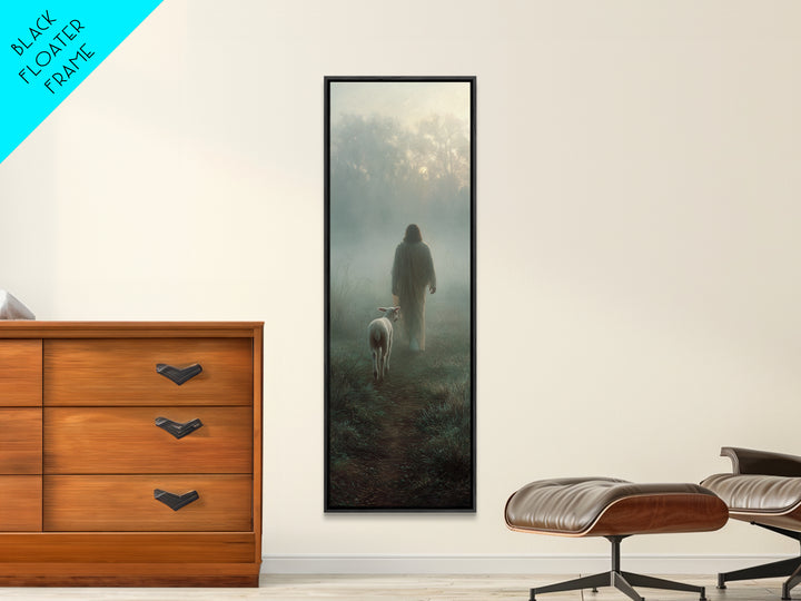 Gentle Way Home – Framed Canvas Print – Narrow Art – Christian Wall Art – Jesus Painting – Christian Art Canvas – Christmas Art