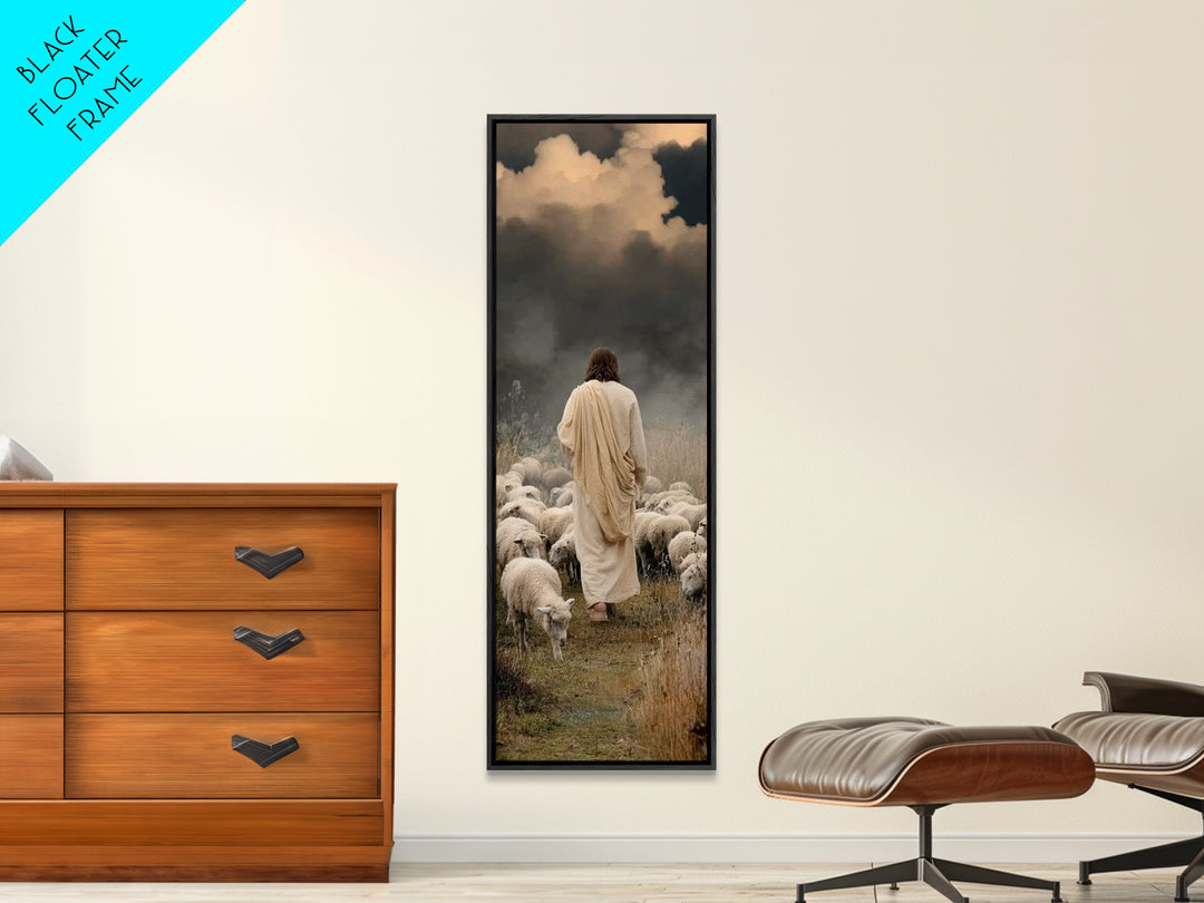Field Of Gentle Mercy – Framed Canvas Print – Tall Narrow Wall Art – Jesus Painting – Christian Art Canvas – Christian Wall Art – Christmas