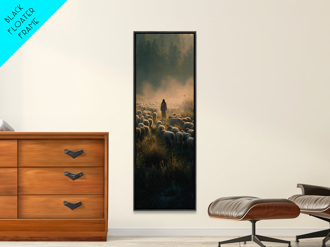 Morning Of Peace | Framed Canvas Print | Tall Skinny Art Print | Christian Art Canvas | Jesus Painting | Christian Wall Art | Christmas Art