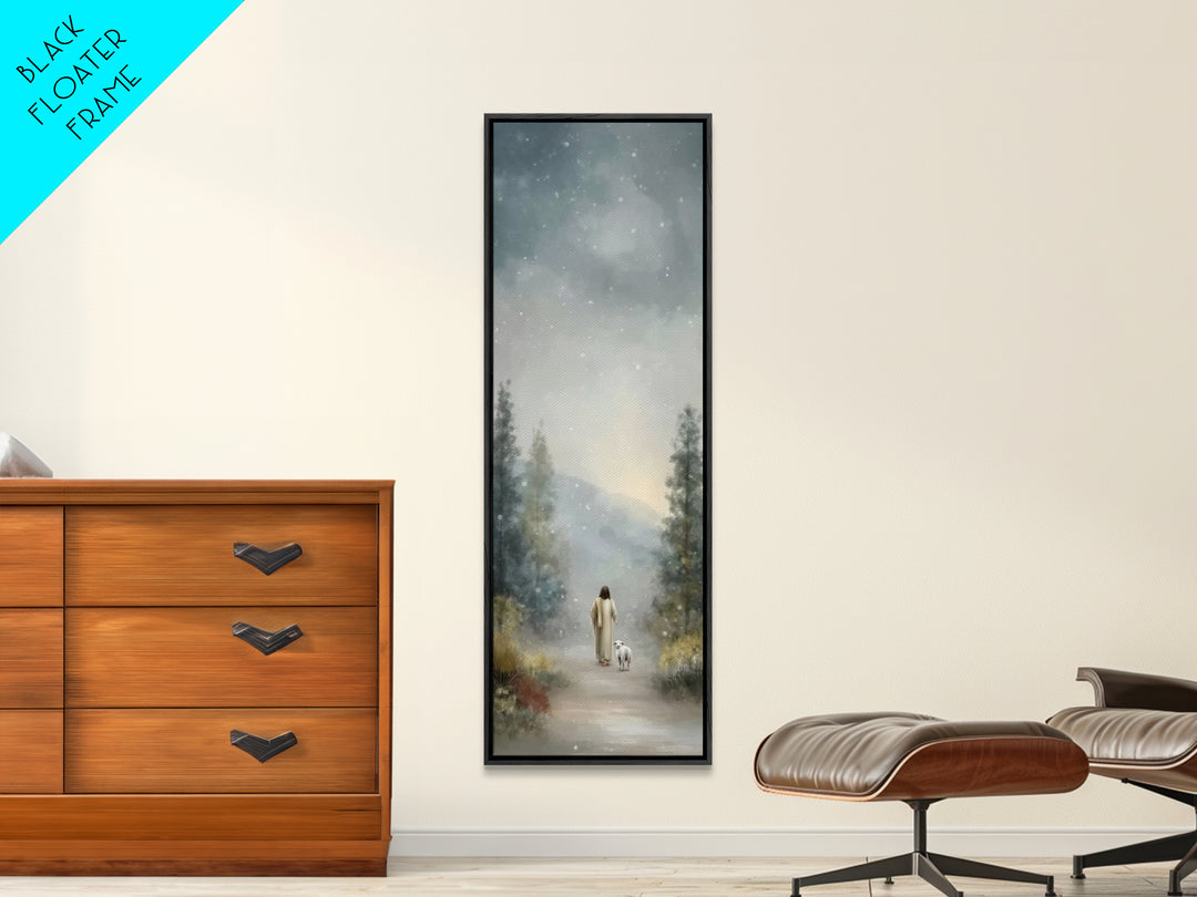 Gentle Shepherd – Framed Canvas Print – Narrow Art – Christian Art Canvas – Jesus Painting – Christian Wall Art – Christmas Art