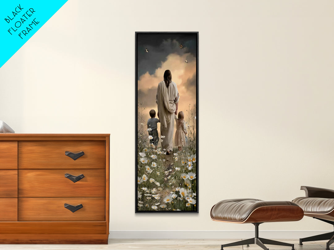 Garden Of His Care – Framed Canvas Print – Narrow Art – Christian Art Canvas – Jesus Painting – Christian Wall Art – Christian Art – Christ